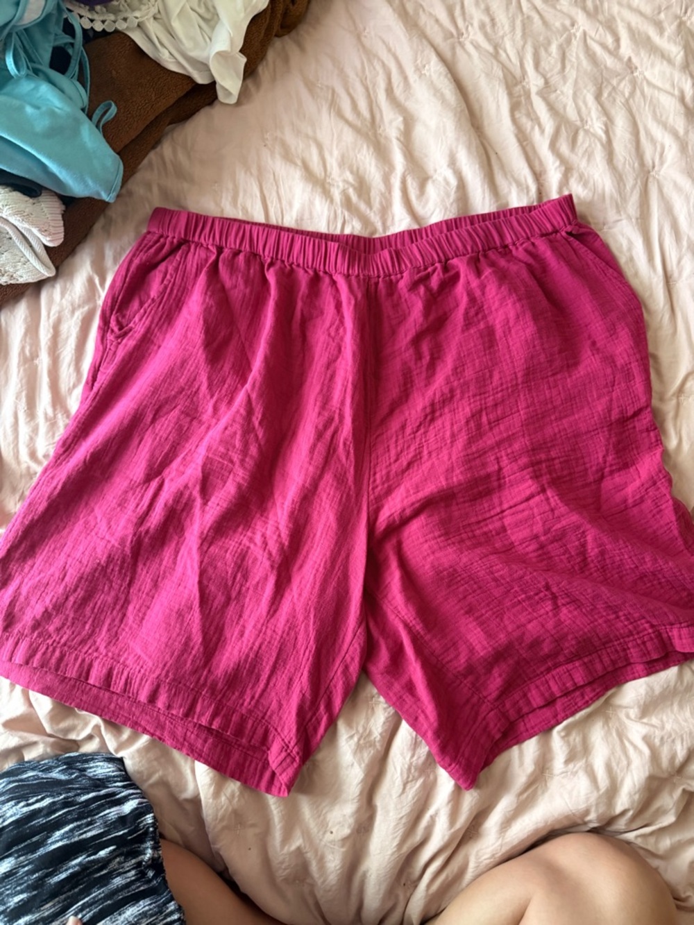 2 pairs Coldwater Creek Deep Pink Elastic-Waist Bermuda Shorts